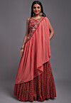 Digital Printed Viscose Silk Lehenga in Red