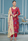 Digital Printed Viscose Silk Pakistani Suit in Maroon