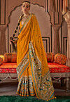 Digital Printed Viscose Silk Saree in Mustard