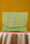 Embellished Art Silk Clutch Bag in Light Green