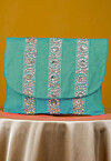 Embellished Art Silk Clutch Bag in Pastel Blue
