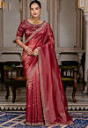 Embellished Art Silk Saree in Maroon