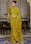Embellished Art Silk Saree in Yellow