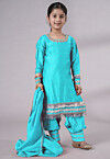 Embellished Chanderi Silk Punjabi Suit in Sky Blue