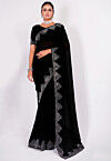 Embellished Chiffon Saree in Black