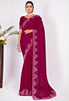 Embellished Chiffon Saree in Fuchsia