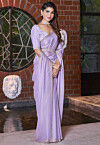 Embellished Chiffon Saree in Purple