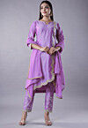 Embellished Cotton Silk Pakistani Suit in Light Purple