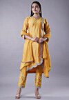Embellished Cotton Silk Pakistani Suit in Mustard