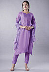 Embellished Cotton Silk Pakistani Suit in Purple