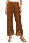 Embellished Cotton Silk Palazzo in Brown