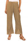 Embellished Cotton Silk Palazzo in Fawn