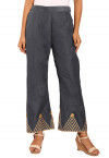 Embellished Cotton Silk Palazzo in Grey