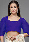 Embellished Georgette Backless Blouse in Blue