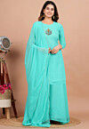 Embellished Georgette Pakistani Suit in Aqua