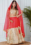 Embellished Net Dupatta in Red