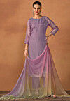 Embellished Organza Pakistani Suit in Purple