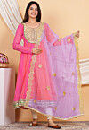 Embellished Organza Scalloped Dupatta in Light Purple