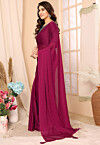 Embellished Satin Saree in Magenta