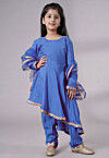 Embellished Shantoon Punjabi Suit in Light Blue