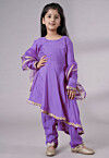Embellished Shantoon Punjabi Suit in Light Purple
