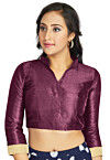 Embellished Sleeve Art Silk Blouse in Dark Purple