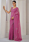 Embellished Tissue Saree in Pink