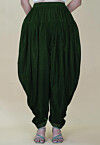 Embellished Velvet Dhoti in Dark Green
