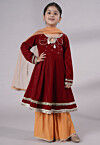 Embellished Velvet Pakistani Suit in Maroon