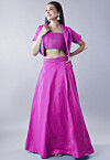 Embroidered Art Dupion Silk Lehenga in Magenta