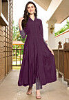 Embroidered Art Silk Anarkali Kurta in Purple