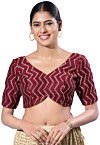 Embroidered Art Silk Blouse in Maroon