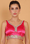 Embroidered Art Silk Blouse in Pink