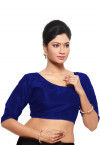 Embroidered Art Silk Blouse in Royal Blue