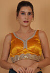 Embroidered Art Silk Blouse in Yellow