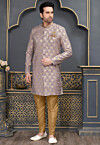 Embroidered  Art Silk Jacquard Kurta Set in Purple