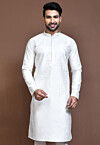 Embroidered Art Silk Kurta in White