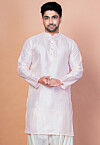 Embroidered Art Silk Kurta in Baby Pink