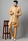 Embroidered Georgette Sherwani in Light Beige