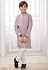 Embroidered Art Silk Kurta Set in Purple