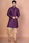 Embroidered Art Silk Kurta Set in Violet