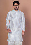 Embroidered Art Silk Kurta in White