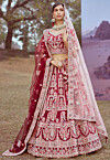 Embroidered Art Silk Lehenga in Maroon