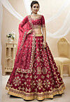 Embroidered Art Silk Lehenga in Maroon