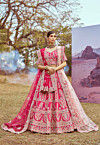 Embroidered Art Silk Lehenga in Pink
