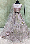 Embroidered Art Silk Lehenga in Pink