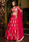 Embroidered Art Silk Lehenga in Pink