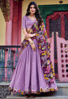 Embroidered Art Silk Lehenga in Purple