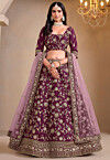 Embroidered Art Silk Lehenga in Purple