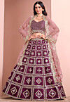 Embroidered Art Silk Lehenga in Purple